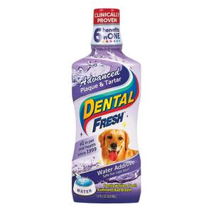 Dental Fresh Advanced Plaque and Tartar Water Additive, 17oz  Dog Teeth Cleaning Formula to Freshen Breath and Improve Cat & Dog Dental Care