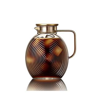 Glass Water Pitcher with Lid for Fridge- 2L Borosilicate Glass Juice Pitcher, Sun Tea Jar Lemonade Drink pitchers Water Jug for Party