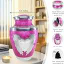 M MEILINXU Urn for Ashes for Woman & Male, Cremation Urns for Human Ashes Adult Female & Man, Burial Urns, Decorative Urns for Funeral, Silver Angel Wings and Heart-Shaped, Pink Urn for Woman -Large