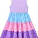 Lovekider Little Girls Casual Cotton Sleeveless Dresses Summer Swing Twirly Sundress Kids 3D Cute Sun Dress 4-8T (Purple)