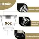 [200 Pack] 9oz Clear Plastic Cups with Silver Rimmed Sturdy & Food Safe Disposable Wine Glasses Party Wedding Disposable Drinking Cups Plastic Cocktail Glasses for Wine, Juice & Cold Beverages