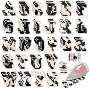 78 Pcs 2.7 Inch Chenille Letter Iron On Patches Sew On Chenille Varsity Letter Patches A-Z, Washable Fabric Letters for DIY Clothing Repairing Hats Shirts Shoes Jeans Bags(Camouflage)