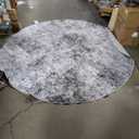 6ft Round Area Rug Living Room Rugs - 6x6 Washable Large Soft Indoor Neutral Modern Abstract Low Pile Rug Carpet for Bedroom Dining Room Farmhouse Home Office - Grey