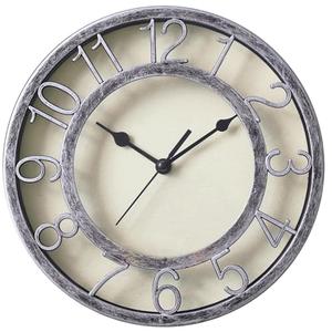 8" Silent Quartz Wall Clock Non-Ticking Digital Silver Clocks with 3D Numbers and Plastic Bezel Easy to Read Vintage Wall Clock