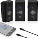 Wireless Microphone for iPhone - iPhone Microphone for Video Recording with Clip on Microphone for iPhone Built-in Mic on Dual TX and RX, Wireless Mic for iPhone for Vlog TikTok YouTube, Black