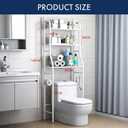 3-Tier Over the Toilet Storage Shelf with Adjustable Foot Pads, Anti-Tilt Metal Bathroom Organizer with Paper Holder & 4 Hooks, No Drill Space Saving Toilet Rack, White