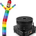 10FT Tall Inflatable Tube Man Rainbow Wacky Wavy Dancing Guy with 3/4 HP Weather-Resistant Blower (12''Diameter) for Outdoor Decoration Advertising Business Promotion