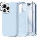 GONEZ for iPhone 14 Pro Case, Compatible with Magsafe, with Screen Protector + Camera Lens Protector, Soft Anti-Scratch Microfiber Lining, Shockproof Liquid Silicone Phone Cover, Blue