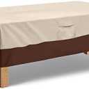 Vailge Rectangular Coffee Table Cover - Outdoor Lawn Patio Furniture Covers with Padded Handles and Durable Hem Cord - Heavy Duty and Waterproof,Fits Large Rectangular Coffee Table (Beige & Brown)