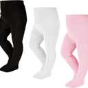 EPEIUS Baby Girl Tights Thick Cable Knit Leggings Stockings Cotton Pantyhose for Newborn Infant Toddler 3/4/5/6 Pack (12-24 Months)