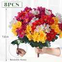 2 x 8 Bundles Artificial Camellia for Front Door Outside - Faux UV Resistant Real Looking Camellia Flowers Fake Silk Bouquets Plants for Garden Window Farmhouse Home Spring Summer Decor (Mixed Color)