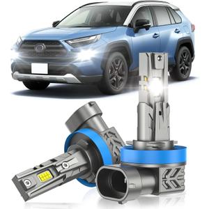 Fog Light Bulbs Fit for Toyota RAV4 2006-2012 & 2016-2023, 2-Pack | 14000LM 700% Super Bright, 6000K Cool White Fanless Fog Lamp, Real 1:1 Size, Plug and Play, IP68 60000 Hours Lifespan