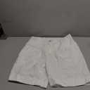 JEMLDL Men's Cotton Linen Shorts 7.5" Casual Pleated Summer Vacation Beach Elastic Waist Shorts with Pockets (White, M)