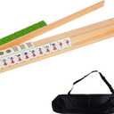 Mahjong Racks with Pushers, Mahjong Pushers and Racks, Wooden Mahjong Racks Set of 4, Mahjong Pushers with Storage Bags, Magnetically Attached Pushers for Mahjong & More Game Nights