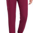 VECARDI Womens Scrub Jogger Pants High Waisted 4 Way Stretch Zipper Pocket (Purple, L)