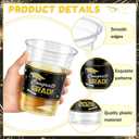 Graduation Cups 2026, Class of 2026 Cups, 48 Pack 16 oz Clear Plastic Graduation Cups, Black and Gold Congrats Grad Disposable Cups for Graduation Party Supplies