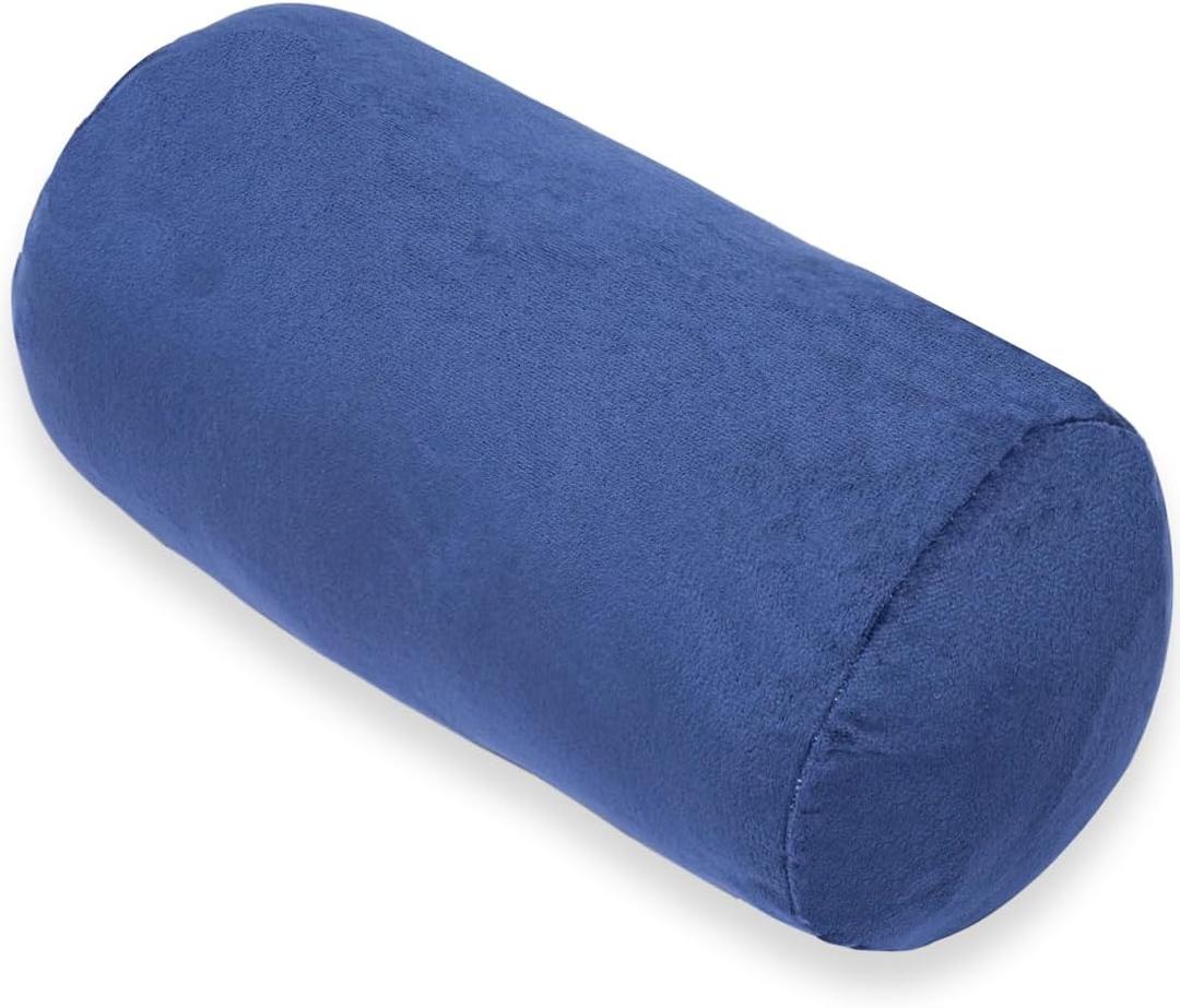 1 MIDDLE ONE Round Cylinder Bolster Pillow with Removable Velvet Cover, Tube Roll Cervical Pillow for Head, Neck, Back and Legs Support, 13"x 6", Blue