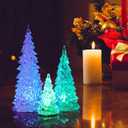 BESPORTBLE 3pcs Acrylic Led Christmas Trees Set with Colorful Glowing Lights Battery Operated Tabletop Holiday Decor for Home Party White