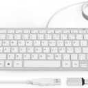 Ultra-Slim 78keys USB Mini Wired Keyboard with Media Hotkeys for Apple Mac Pro, MacBook 56Pro/ iMac, Air, Mac mini, Laptop Computers, Windows Desktop PC 11/10/8/7, with USB-A to C OTG Adapter, White