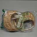 Wicker Flower Girl Basket 2pcs,Natural Flower Basket with Ribbon Bow for Wedding Flower Girl or Picnic (flower not include)