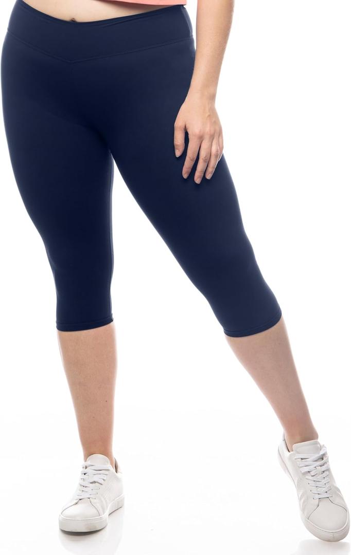 SATINA High Waisted Navy Blue Leggings for Women - Soft, Stretchy Leggings with Side Pockets - Full Length Yoga Pants for Women - Tummy Control and Buttery Soft Fabric for All-Day Comfort - Plus Size