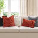 MIULEE Fall Rust Faux Fur Lumbar Decorative Throw Pillow Covers 16x16 Inch Set of 2 Super Soft Cozy Plush Cushion Cases Luxury Fluffy Pillowcases for Sofa Couch Bed Living Room