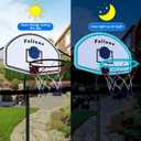 Solar Power Trampoline Basketball Hoop with Led Lights, Easy to Install Basketball Hoop Fit for 25mm Straight Pole & Curved Pole Outdoor Trampoline, Trampoline Basketball with Ball & Pump