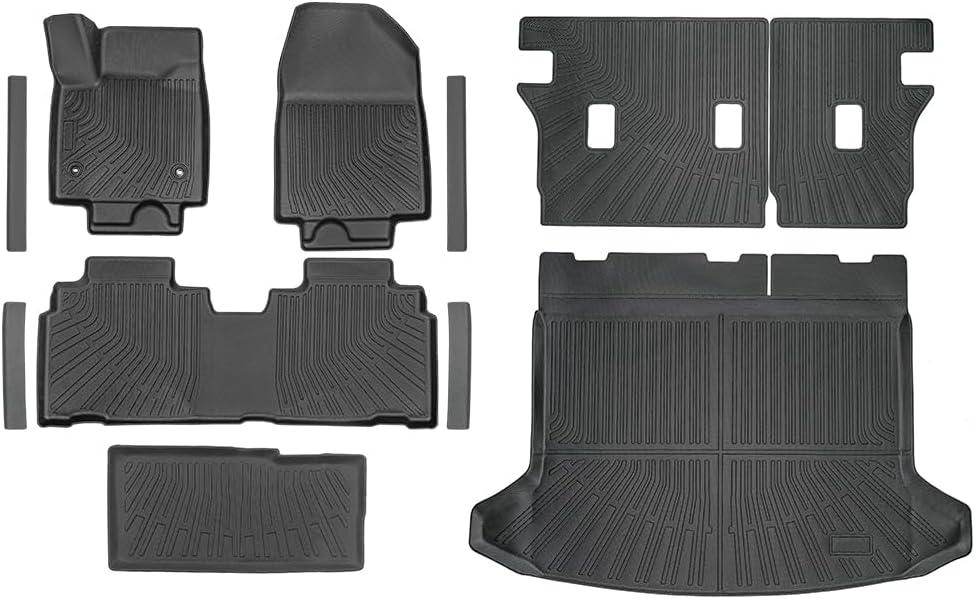11-Piece Floor Mats & Door Sill Guards for 2024-2026 Honda Prologue & Chevy Blazer EV, All-Weather Custom Fit TPE Liners with Cargo Liner, Backrest Protectors & Under-Trunk Mat, Black