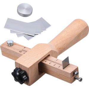 Jovitec Leather Strap Cutter, Strip and Strap Leather Wood DIY Craft Hand Cutting Tool Adjustable with 5 Blades