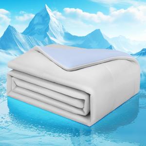 Cooling Comforter Queen Size Double Sided Cold Cooling Blanket for Hot Sleepers Night Sweats,Q-Max 0.4 Lightweight Soft Breathable Smooth Cool Summer Comforter Blanket (Light Gray, 90" x90)