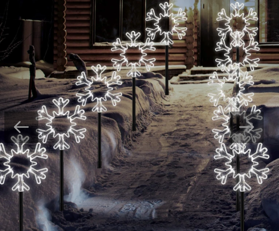 Riakrum 20 Pcs Christmas Snowflake Pathway Lights Outdoor Landscape Stake Lights LED Xmas White Snow Walkway Marker Lights with 8 Modes for Garden Lawn Yard Holiday Winter Decor(Plug in Powered)