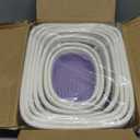 HLWDFLZ 7 Piece Cotton Rope Woven Basket Set - Small Basket for Baby Nursery, Pets, Montessori, Dog & Cat Toy Boxes, Bathroom Organization Bins (White/Purple)