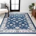 JONATHAN Y Modern Vintage Moroccan Traditional Navy/Light Gray Indoor Area Rug, 3x5, Country, Floral, Easy-Cleaning for Living Room, Bedroom, Kitchen, Pet Friendly, Non-Shedding (MDP101A-3)