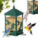 Squirrel Proof Bird Feeder for Outdoors Hanging, 6LBS Extra Large Capacity Hanging Metal Bird Feeder with Weight-Activated Perches, Wild Bird Feeders for Outside Finch, Cardinal, Blue Jay