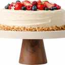 Gibson Elite 10.7-Inch Stoneware Cake Stand with Acacia Wood Base  Taupe Round Dessert Display Stand for Cakes, Cupcakes & Party Entertaining