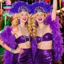 Wildarms Women's Feather Headpieces Sequin Headdress - Carnival Wedding Halloween Masquerade Party Cosplay Costume Accessory
