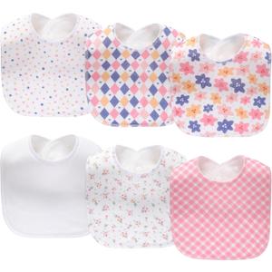 lazyrhino 8 Pack Baby Bibs Unisex Adjustable with Snaps Ultra Soft Absorbent Drooling Teething for Boys and Girls (pink-fg-6pcs)