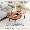 Natural Wood Coffee Table, Live Edge Coffee Table for Living Room, Unique Desktop, Large