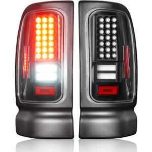 LED Tail Light Fit for Ram 1500 1994-2001, Fit for Ram 2500 3500 1994-2002, Rear Brake Lamp Taillight Assembly, Black Housing Clear Lens