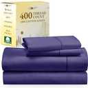 California Design Den Natural 100% Cotton Sheets, Soft Queen Sheet Set, 400 Thread Count Sateen, Deep Pockets with All-Around Elastic for a Snug Fit, Cool & Durable Bedding Set - Dark Purple