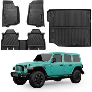 Custom Fit Floor Mats & Cargo Liner Compatible for 2018-2024 2025 Jeep Wrangler JL 4 Door Accessories All Weather TPE Rubber Black (Not Fit JK or 4XE) Custom Fit Floor Mats & Cargo Liner Compatible for 2018-2024 2025 Jeep Wrangler JL 4 Door Accessories All Weather TPE Rubber Black (Not Fit JK or 4XE)