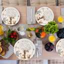 50PCS Animal Theme Paper Plates 7" Woodland Animal Party Plates Warm Yellow Forest Animals Mushroom Pattern Disposable Paper Plate for Wedding, Baby Shower, Birthday, Picnics