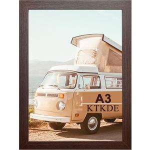 KTKDE A3 Poster Frame Walnut Woodgrain Picture Frame-11.7x16.5in - Photo Frame, Certificate Frame with Plexiglass for Wall Mount or Table Top Display