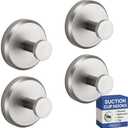 HOME SO Suction Cup Hooks for Shower, Bathroom, Kitchen, Glass Door, Mirror, Tile – Loofah, Towel, Coat, Bath Robe Hook Holder for Hanging up to 15 lbs – Polished Matte Chrome, Brushed Nickel (3-pack)