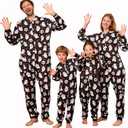 ANGELGGH Matching Halloween Onesie Pajamas Family Holiday Hooded PJs Adult Couples One Piece Sleepwear Funny Ugly Loungewear (Small, Ghost)