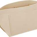 uxcell Purse Organizer Insert, Portable Felt Organizer Bags with Metal Zipper Multiple Compartments Purse Liner for Domed Satchel, Tote Bag, Handbag Shaper (8.3" x 5.1" x 6.3", Beige)