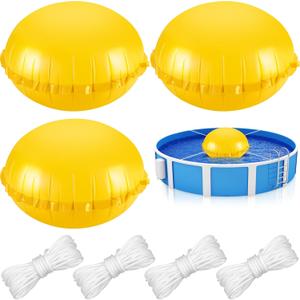 Capoda 3 Pcs Pool Pillows for Above Ground Pools 4 x 4 ft Winter Pillow Ultra Thick & Cold-Resistant 0.2 mm PVC Air Pillow for Winterizing Rope Included (Round,Yellow)