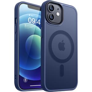 CANSHN Magnetic Compatible with iPhone 12 Case/iPhone 12 Pro Case [Compatible with Magsafe] [Translucent Matte] Slim Thin Shockproof Protective Bumper Cover Phone Case 6.1 Inch - Deep Blue