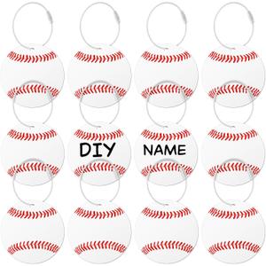 12 Pcs Baseball Luggage Tags for Suitcases Travel Suitcase Labels with Metal Ring 2.75in Baseball Keychain PVC Name Id and DIY Pocket Hug Card Backpack Charms for Men Women Travel Bag Suitcase