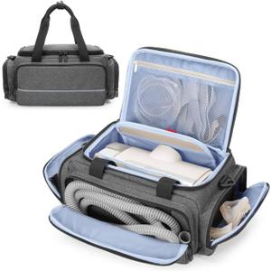 CURMIO CPAP Travel Bag Compatible with ResMed AirSense 11, AirSense 10, AirSense 10 elite, AirStart 10, Portable Carrying Case Compatible with Philips Dreamstation, 3B Medical Luna G3, XT Fit, Gray